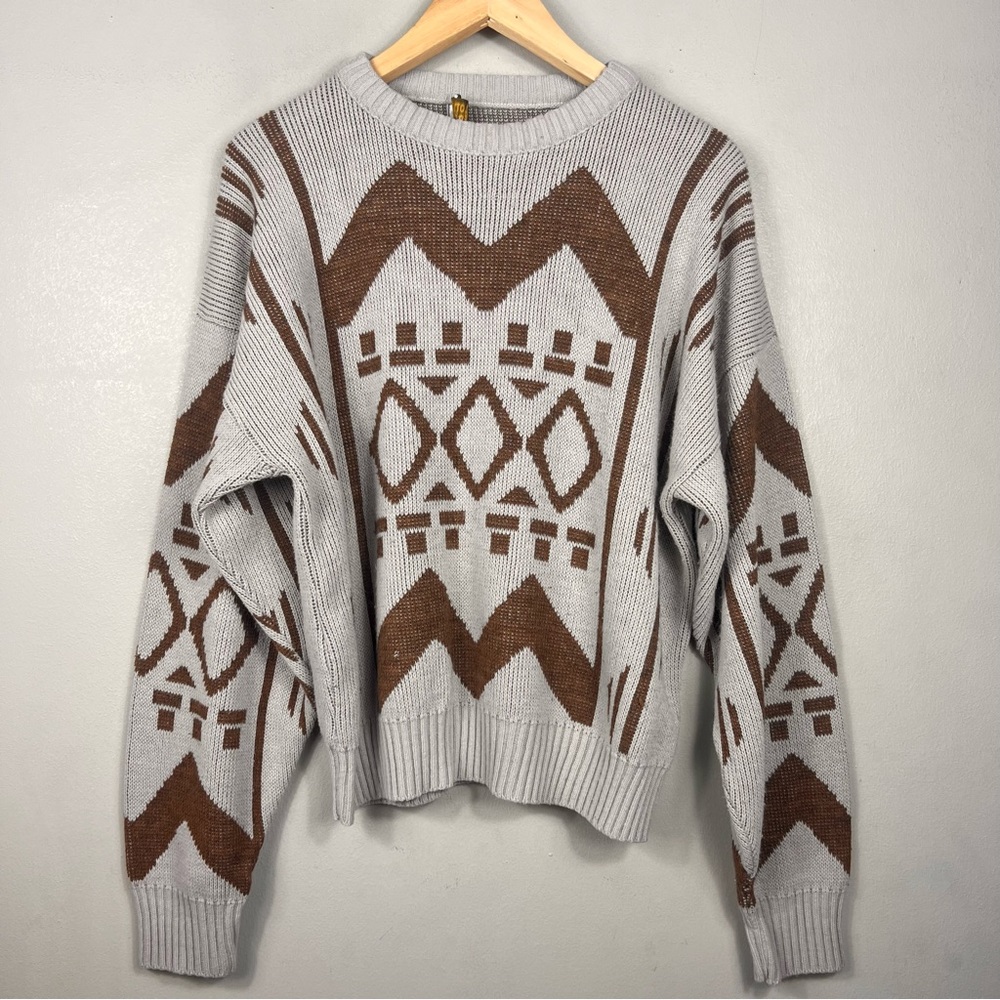 London Fog 90’s Aztec Geometric Knit Sweater